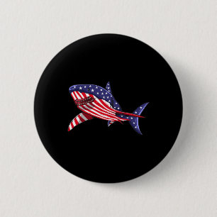 Bóton Redondo 5.08cm Shark American Flag Jawsome 4 De Julho Meninos