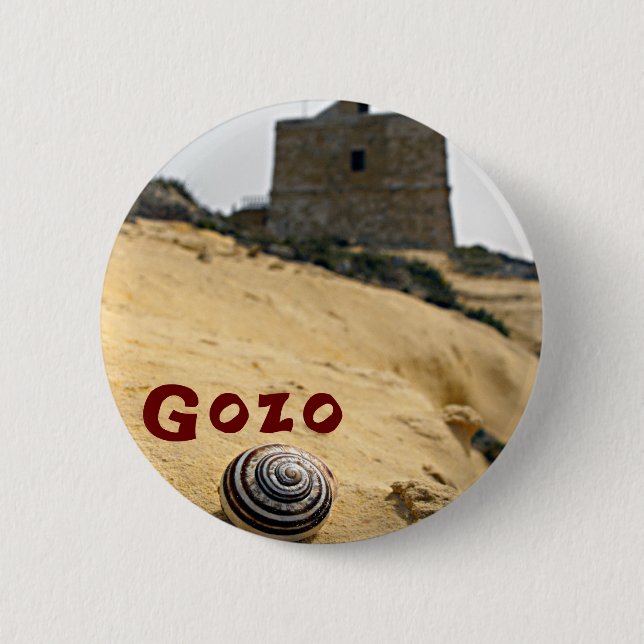 Bóton Redondo 5.08cm Shell and Tower, Gozo, Malta (Frente)