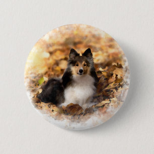 Bóton Redondo 5.08cm Sheltie Shetland Sheepdog Art Painting
