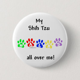 Bóton Redondo 5.08cm Shih Tzu anda por cima de você - Botão
