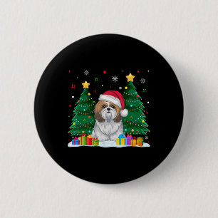 Bóton Redondo 5.08cm Shih Tzu Dog Amadurece Santa Hat Feio Suor de Nata