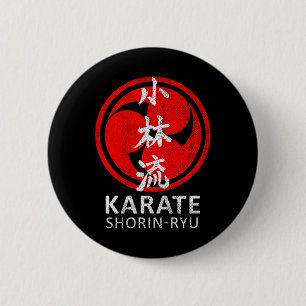 Bóton Redondo 5.08cm Shorin Ryu Karate Símbolo Kanji Japão Arte Marcial