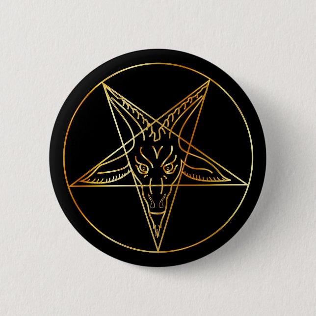 Bóton Redondo 5.08cm Sigil dourado de Baphomet (Frente)