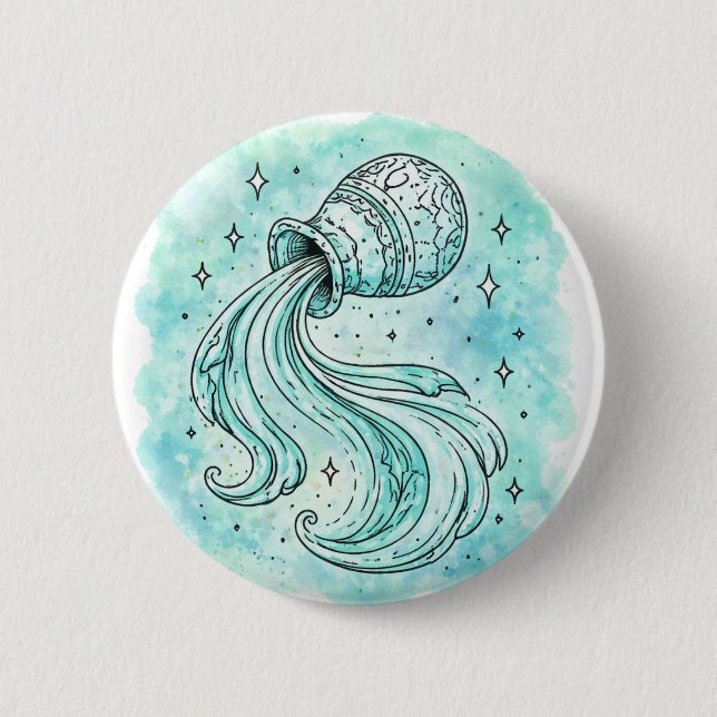 Bóton Redondo 5.08cm Signo de Aquário (Frente)