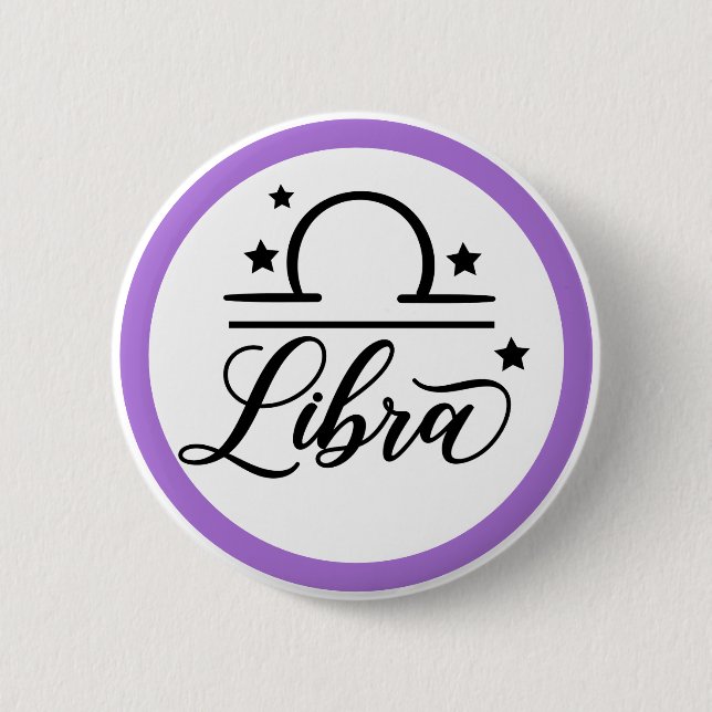 Bóton Redondo 5.08cm Signo Zodíaco Libra (Frente)