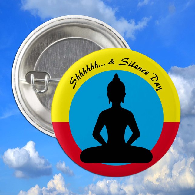 Bóton Redondo 5.08cm Silêncio e Meditação Dia/Buda, Mindagidade (Criador carregado)