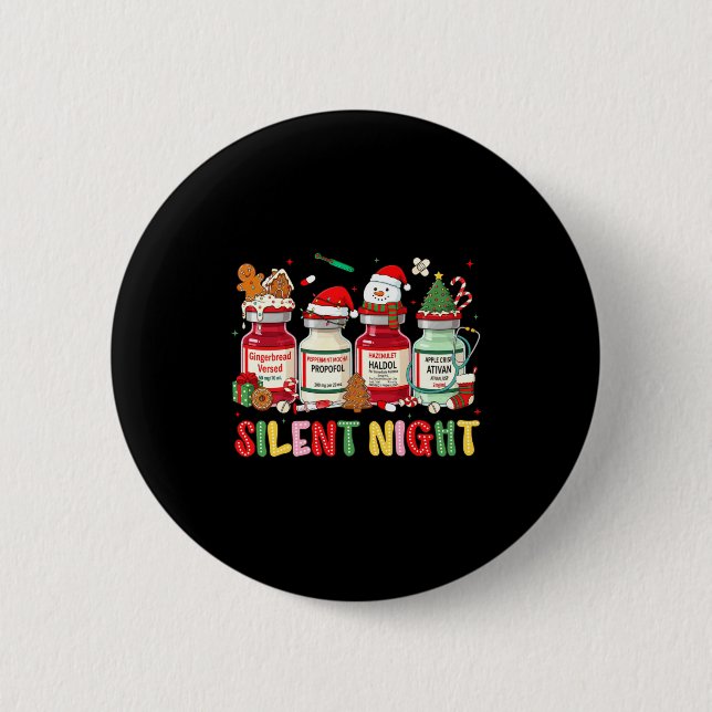 Bóton Redondo 5.08cm Silent Night Funny Nurse Christmas Design Long Sle (Frente)