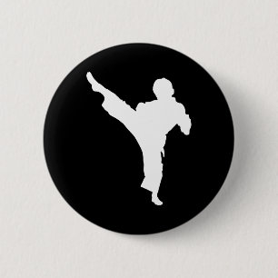 Bóton Redondo 5.08cm Silhouette Karate Fighter Shotokan Martial Arts Ta