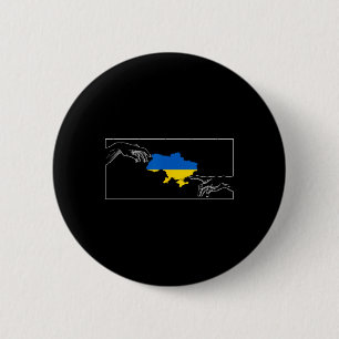 Bóton Redondo 5.08cm Silhueta Bandeira Ucraniana Michelangelo Mãos Ucrâ