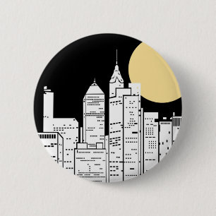 Bóton Redondo 5.08cm Silhueta da skyline de New York