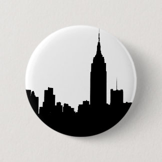 Bóton Redondo 5.08cm Silhueta da skyline de NYC, estado Bldg #1 do