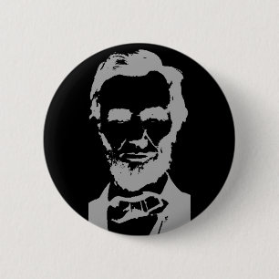 Bóton Redondo 5.08cm Silhueta de Abraham Lincoln
