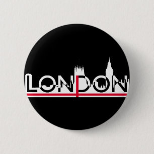 Bóton Redondo 5.08cm Silhueta de Londres e bandeira inglesa
