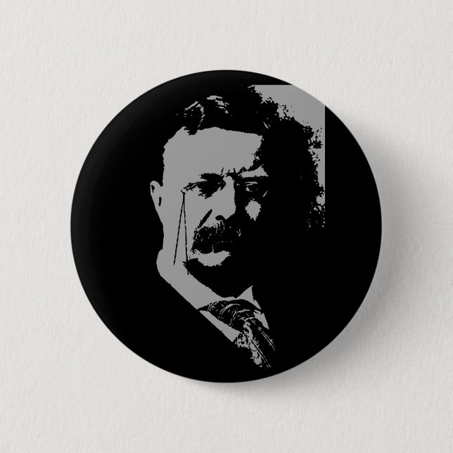 Bóton Redondo 5.08cm Silhueta de Theodore Roosevelt (Frente)