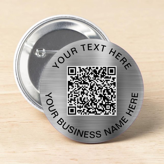 Bóton Redondo 5.08cm Silver de Promocional de Código QR (QR Code Promotional Silver Button)
