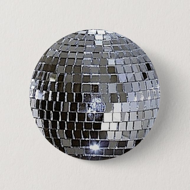 Bóton Redondo 5.08cm Silver Disco Ball (Frente)