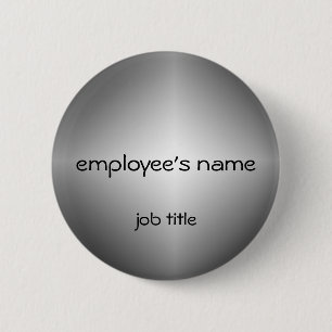 Bóton Redondo 5.08cm Silver Employee Name Tag Button