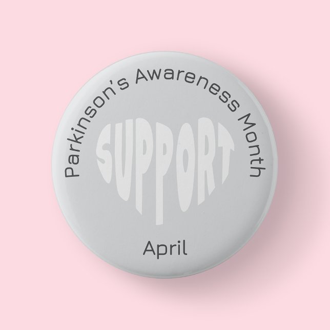 Bóton Redondo 5.08cm Silver Parkinson’s Awareness Month Button (Parkinson Awareness month)