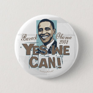 Bóton Redondo 5.08cm Sim nós podemos! Botão de Obama