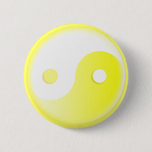 Bóton Redondo 5.08cm Símbolo amarelo de incandescência de Yin/Yang