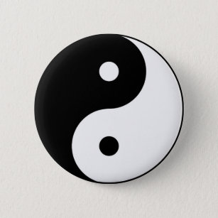 Bóton Redondo 5.08cm símbolo branco preto yin yang