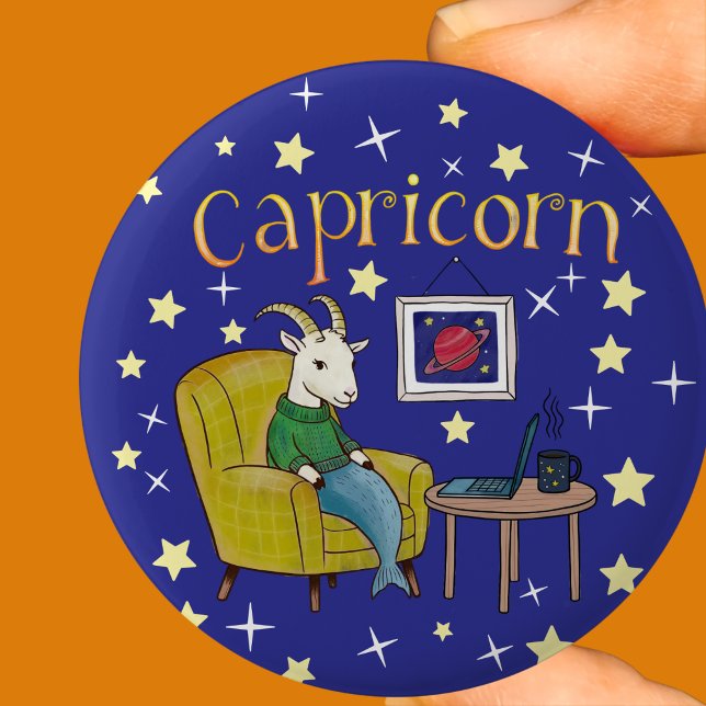 Bóton Redondo 5.08cm Símbolo Capricorn Zodiac Star (Criador carregado)