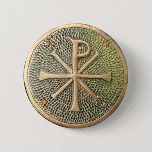 Bóton Redondo 5.08cm Símbolo cruzado bizantino medalhão de metal histór