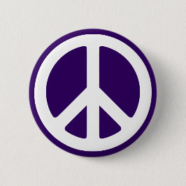 Bóton Redondo 5.08cm Símbolo da Paz Branco sobre Roxo Escuro