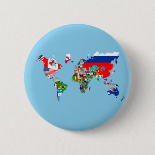 Bóton Redondo 5.08cm símbolo de bandeira do país do mapa mundial silhue