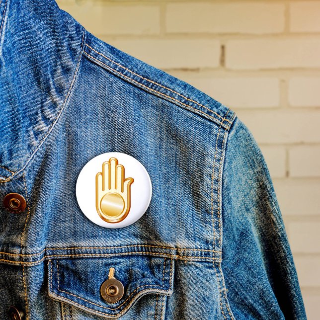 Bóton Redondo 5.08cm Símbolo de Jain (Golden Ahimsa symbol of the Jain faith. )