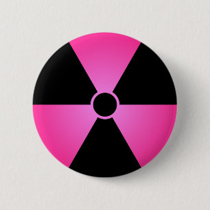 Bóton Redondo 5.08cm Símbolo de Radiação Rosa