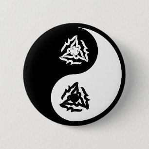 Bóton Redondo 5.08cm Símbolo de yin e yang em preto e branco