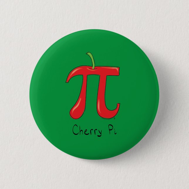 Bóton Redondo 5.08cm Símbolo Divertido da Cereja Pi de Matemática (Frente)