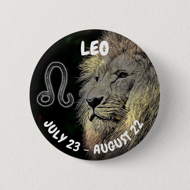 Bóton Redondo 5.08cm Símbolo do Leo Horoscope (Frente)