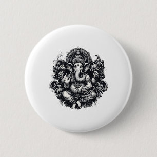 Bóton Redondo 5.08cm Símbolo Ganesh Yoga Hindu Elefante Deus Ganesha Pu