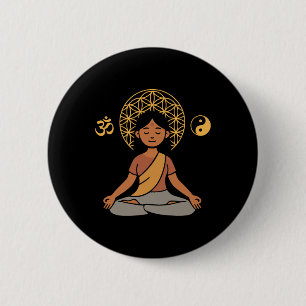 Bóton Redondo 5.08cm Símbolo Om de Yoga de Meditação Geometria Sagrada
