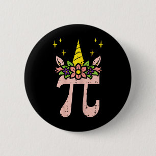 Bóton Redondo 5.08cm Símbolo Pi Day Unicorn Head Cute 314 Math Pun Geek
