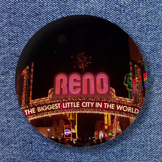 Bóton Redondo 5.08cm Símbolo Reno (The Biggest Little City in the World Arch Reno Sign Button)
