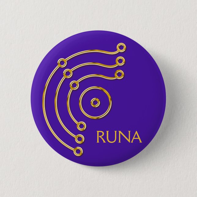 Bóton Redondo 5.08cm Símbolo RUNA / DOURADO, violeta RUNA (Frente)