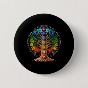 Bóton Redondo 5.08cm Símbolos Chakra da Árvore da Vida Zen Ioga Meditaç
