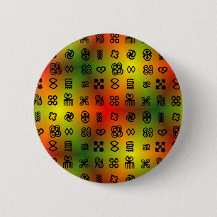Bóton Redondo 5.08cm Símbolos de Adinkra com cores africanas