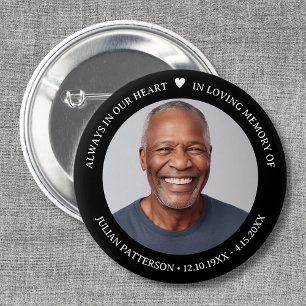 Bóton Redondo 5.08cm Simples Foto do Funeral Memorial do Coração