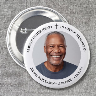 Bóton Redondo 5.08cm Simples Foto Funeral Memorial
