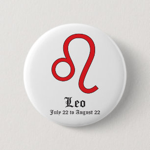 BÓTON REDONDO 5.08CM SINAL ASTROLÓGICO DE LEO, SÍMBOLO ZODIAC
