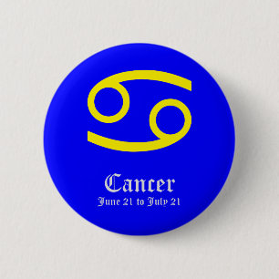 Bóton Redondo 5.08cm SINAL ASTROLÓGICO DO cancer, SÍMBOLO ZODIAC
