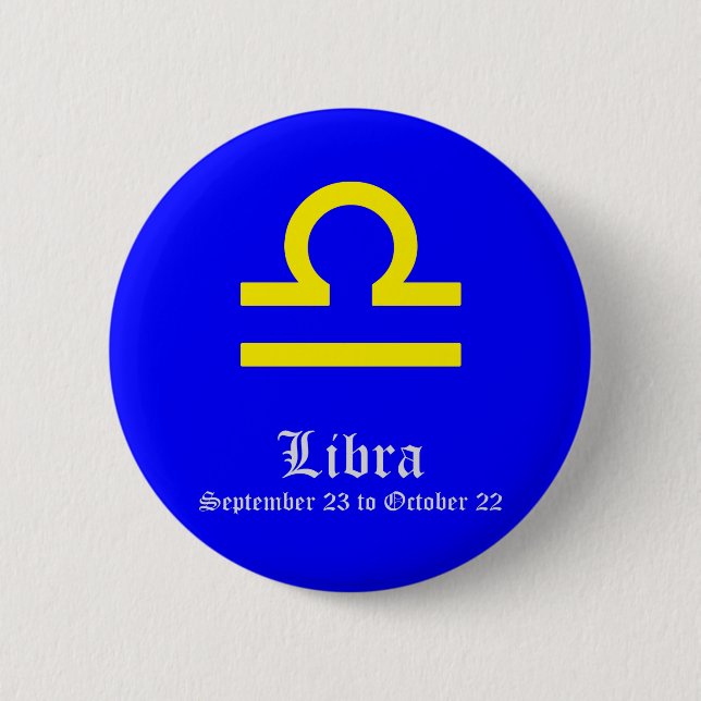 BÓTON REDONDO 5.08CM SINAL ASTROLÓGICO LIBRA, SÍMBOLO ZODIAC (Frente)