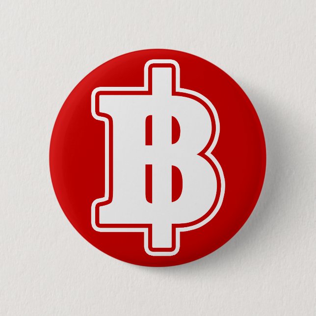 Bóton Redondo 5.08cm SINAL BRANCO BAHT ฿ Moeda Tailandesa ฿ (Frente)