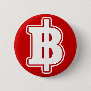 Bóton Redondo 5.08cm SINAL BRANCO BAHT ฿ Moeda Tailandesa ฿