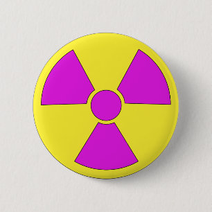 Bóton Redondo 5.08cm Sinal de aviso da radiação magenta e amarelo