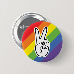Bóton Redondo 5.08cm Sinal de Paz à Esquerda com Orgulho LGBTQ Arco-Íri